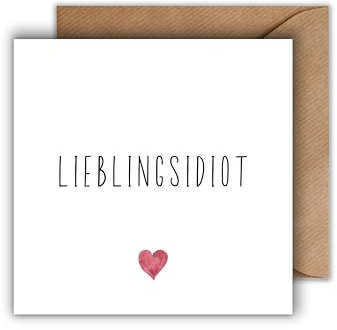 WBdesignz Geschenk Partner Geburtstagskarte mit Umschlag - Lieblingsidiot Beziehungskarte Geschenkkarte Partnerschaft Freundschaft (125 x 125 mm)