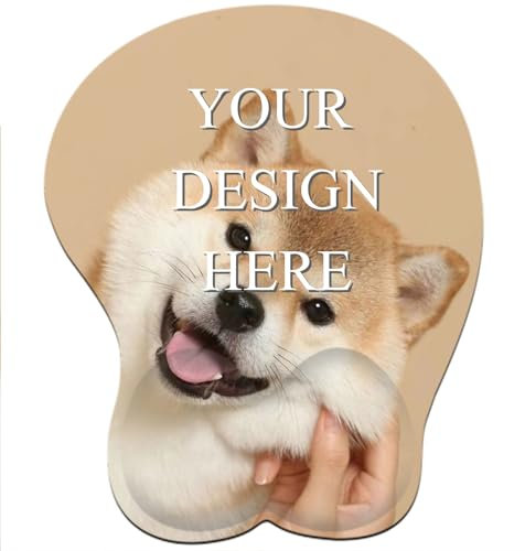 Tappetino per mouse personalizzato con supporto per il polso, tappetino per mouse ergonomico personalizzato, aggiungi foto e testo personalizzati, base antiscivolo, comodo cuscino in gel per ufficio e
