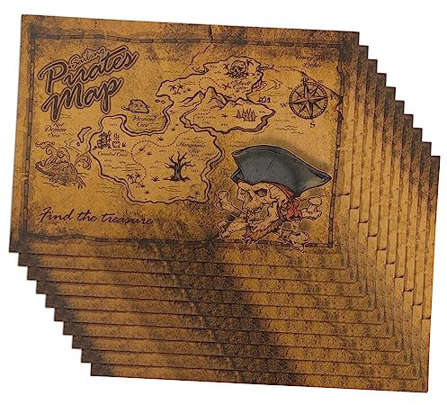 MUSISALY 10stücke Piraten Schatzsuchkarte Schatzjagd Spielkarte Halloween Piratenparty Zubehör Für Junge Mädchen Schatzkarten Für Schatzsuche Party Spiel Requisiten