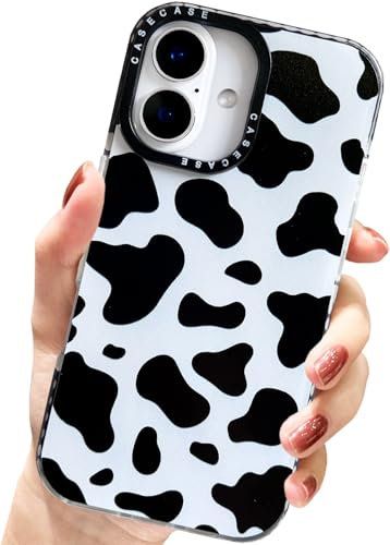 AMART for iPhone 16 Case Cute,Clear with Cow Print Animal Pattern Design Soft Silicone Women Girls Boy Men Cool Shockproof Protective Phone Cover for iPhone 16 (6.3inch) ONLY