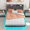 COSTWAY Polsterbett mit LED Beleuchtung & Ladestation, 140 x 200 cm, Bett mit verstellbarem gepolstertem Kopfteil & Lattenrost, Doppelbett, Bettgestell