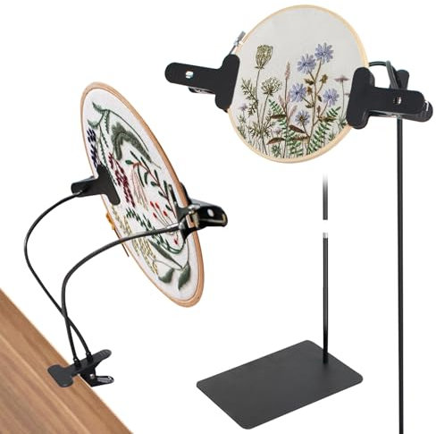Stickrahmen Halter aus Metall Kreuzstichhalter Stickrahmenständer mit Doppelklemme Kreuzstich Zubehör für DIY Handwerk Stickerei Nähen Werkzeuge