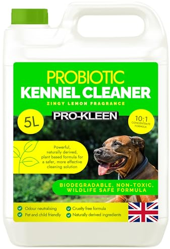 Pro-Kleen ProBiotic Kennel Cleaner 5L - Cleans & Neutralises Odours - Biodegradable, Non-Toxic, Wildlife & Pet Safe - Uses Naturally Derived Ingredients - Cruelty Free & Vegan (Lemon)