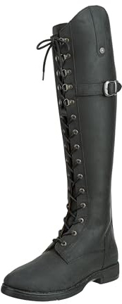 SUEDWIND FOOTWEAR Winter Reitstiefel Longford Waterproof – Lederstiefel zum Reiten – Damen Stiefel mit Polo-Schnürung, Reißverschluss, Winter-Teddyfell – schwarz – Gr. 43 – Wide/Regular