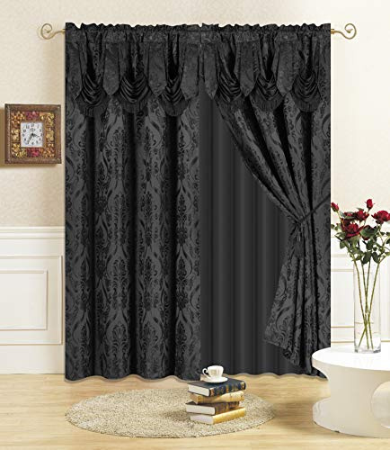 All American Collection Vorhang-Set mit Volant, transparent, mit 2 Raffhaltern, 4-teilig