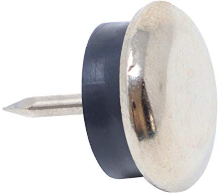 Adsamm® / 100 x patins glisseurs en métal avec amortisseur et clou / argentés / Ø 18 mm / rond / pieds glisseurs en métal et gomme à clou pour meubles