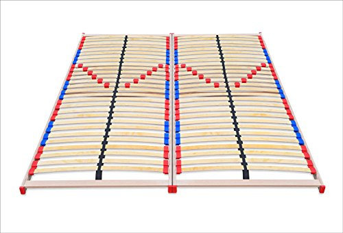 ECOFORM – Lattenrost mit Härtegradregulierung 140x200 Holz Bettrahmen + BEWEGLICH-ELASTISCHEN Duo-Kappen – Rahmen aus Holz - Ökologische Verpackung – Direkt vom Hersteller