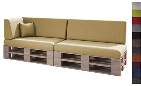 sunnypillow Palettenkissen für Palettenmöbel - 6er Set - Palettenauflage für Palettensofa für Haus, Garten - Palettenpolster mit abnehmbarem Bezug für Europaletten - Rückenkissen & Sitzkissen Beige