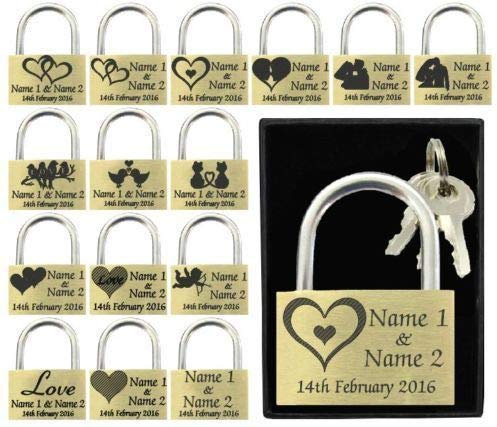 Lucchetto con incisione personalizzabile per anniversario, San Valentino, matrimonio, 40 mm