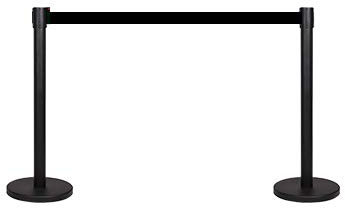 2-Stück-Set FLEXIBARRIER Personenleitsystem Absperrständer Schwarz -Ecoline- 2m Gurtlänge *schwarz*, Absperrständer, Absperrband, Absperrpfosten