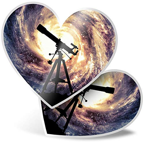 2 x Heart Stickers 7.5 cm - Astronomy Telescope Space NASA Laptop Tablet Luggage Scrapbook #8211