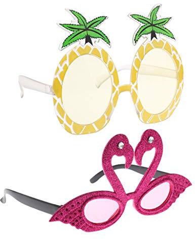 Inzopo 2/PACK Novelty Flamingo + Pineapple Sunglasses Funny Party Glasses Cocktail Fancy Dress