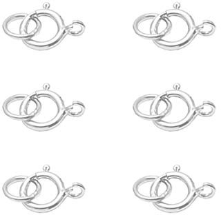 JIHUOO 6 Stück Federring Verschlüsse Halskette Verschluss Schmuckverschluss Kettenverschluss für DIY Armbänder Halsreifen Silber
