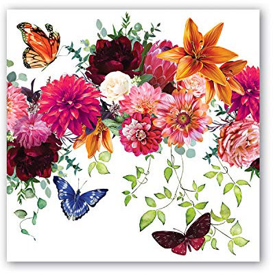 Michel Design Works Weiche dreilagige Papierservietten, süßes Blumen-Melodie-Thema, perfekt für den täglichen Gebrauch und Präsentation, 20 Stück