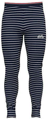 Odlo Herren Funktionsunterwäsche Lange Hose mit Streifen Print ACTIVE WARM ORIGINALS ECO, dark sapphire - odlo silver grey, S