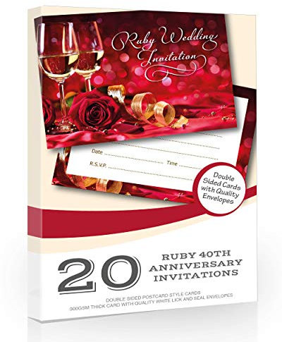 Olivia Samuel Einladungskarten zum 40. Hochzeitstag, zum 40. Hochzeitstag, mit Umschlägen zum Schreiben, 20 Stück