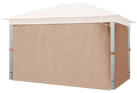 TOOLPORT 4 Seitenteile für Gartenpavillon Sunset Premium 3x4 m - Polyester ca. 180 g/m² - mit Reißverschluss - Cappuccino