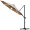 Outsunny 3 m Cantilever Roma Parasol Garden Sun Umbrella Outdoor Patio with 360 Degree Rotation Crank and Tilt Aluminium Frame LED Solar Light Cross Base, Brown