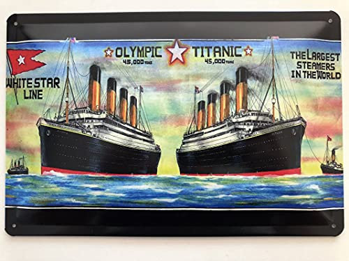 Metall Schild 20x30cm Schiff Urlaub Titanic Olympic Retro Nostalgie Blechschild