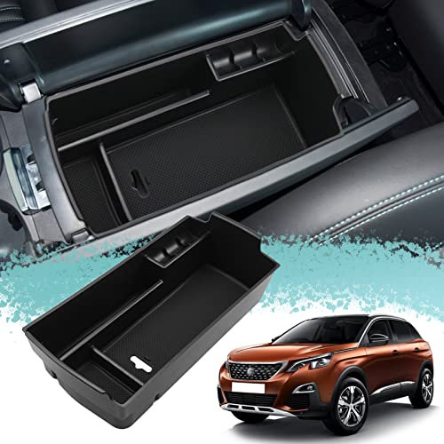 ZCLINKO Kompatibel mit Peugeot 3008 5008 GT 2016-2022 2023 / C5 Aircross 2018-2024 Mittelkonsole Armlehnen Aufbewahrungsbox Handschuhfach Organizer für 3008 GT Line Zubehör (Schwarz)