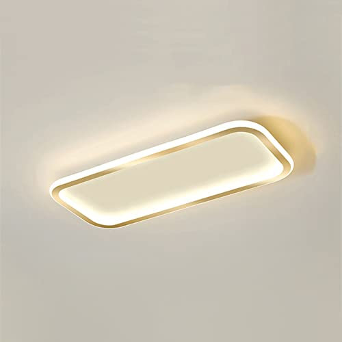 KRIPINC LED Deckenleuchte Rechteckig, LED Deckenlampe Flach, Deckenleuchte Panel, Deckenlampe Modern für Schlafzimmer, Wohnzimmer, Badezimmer, Küche, Flur (Gold, Warmweiß)