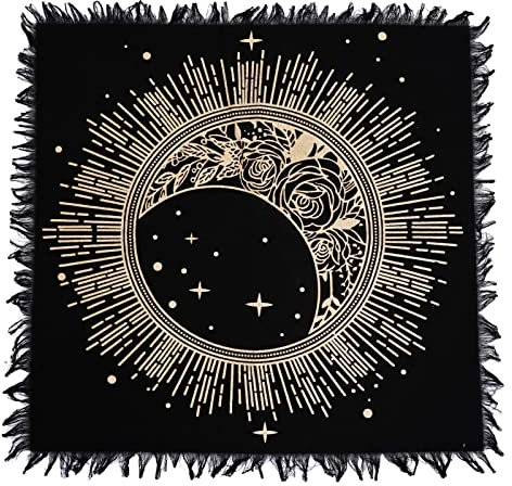 Altartuch, 61 x 61 cm, Gold/Silber, Tarot-Tischdecke, spirituelle Heilung, Tarot-Tischmatte, Drucke, Brettspiel-Tischdecke (Stern und Mond)