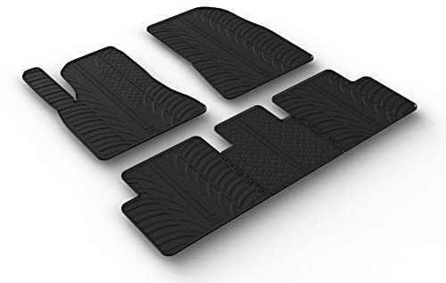 AROBA GL0644 Design Gummi Fußmatten kompatibel mit Tesla Model 3 Facelift BJ. 12.2020-09.2023 erhöhter Rand 5 TLG Farbe Schwarz Gummimatten Automatten passgenau