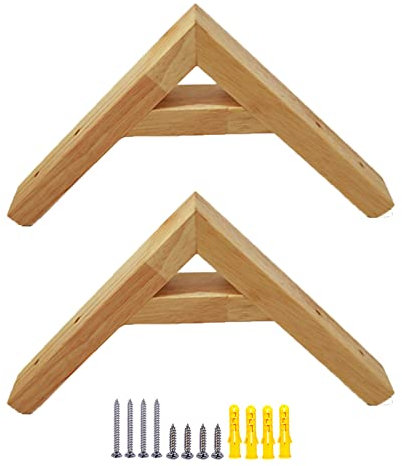 2 Stück Massivholz Regalhalterungen Wandkonsole L-Form Rechtwinklig Schwimmende Dekorative Regalträger, mit Schraube und Dübeln