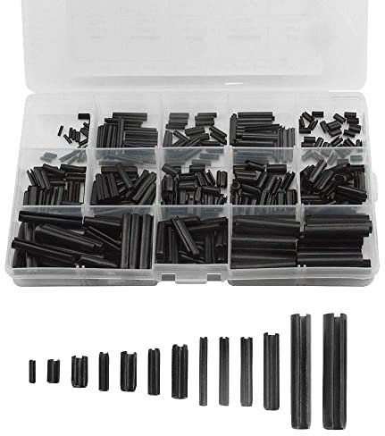BGTXINGI 390 Stück 13 Arten M1,5 M2 M2,5 M3 M4 M5 M6 Stahl Split Spring Dowel Tension Roll Pins Schlitz Federstift Sortiment Kit