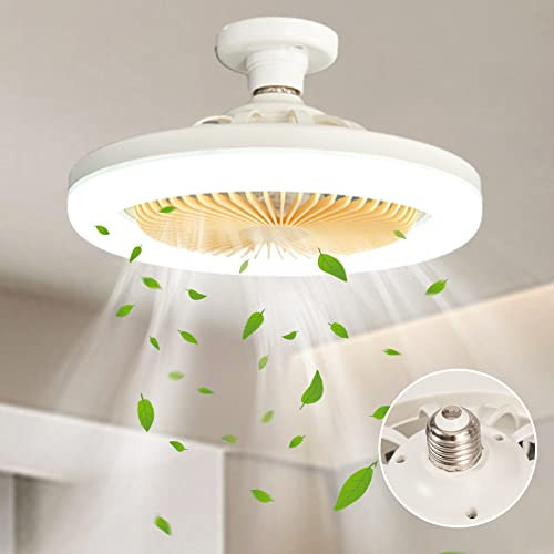 AHXIAOZN Ceiling Fan with Lights,Enclosed Low Profile Bladeless Ceiling Fan with Light,Small Mini Ceiling Fan Semi Flush Mount