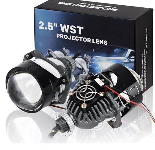 YUFANYA 2.5inch Bi Projector Lens,Car Headlight Retrofit Kit with Hi/Lo Beam,70W 20,000LM 6000K White,Focus Beam with Sharp Cut off Line No Blind Oncoming Car Upgrade Bi-Xenon Projector Lens
