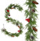 AnyDesign 1.8 m Weihnachtsgirlande mit roten Beeren, Tannenzapfen, künstliche Weihnachtsgirlande zum Aufhängen, Zedern-Girlande für Winter, Weihnachten, Party, Hochzeitsrahmen, Hintergrunddekoration