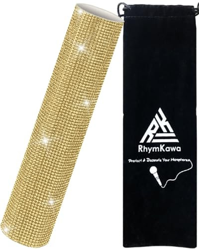 Rhymkawa Glittering Rhinestone Wireless Microphone Cover Decorate for Universal Handheld Beta 58a, SM58, Beta87, PG58, Eyes Catching for Event