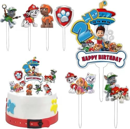 7 Stück Tortendeko,2 Jahre Acryl Kuchen Deko,Muffin Deko Geburtstag,Happy Birthday Tortendeko Junge,Cupcake Topper,Cake Decoration,Geburtstag Deko Kuchen für Junge Mädchen Themen Party