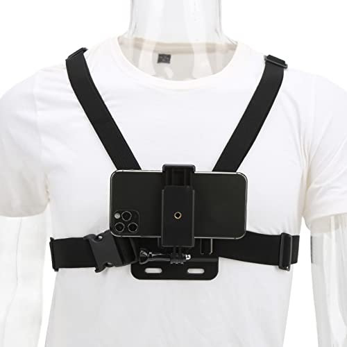 Support Poitrine Telephone,Harnais Telephone,Harnais de Fixation de Poitrine pour Téléphone Portable, Fixation de Poitrine pour Caméra d'action, Accessoires de Port, Sangle de Poitrine pour Téléphone