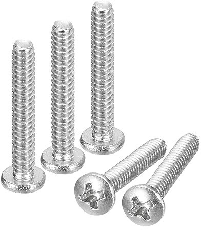 sourcing map #6-32x7/8 Poêle Tête Machine Vis, 304 Inox Acier 18-8 Vis, Phillips Lecteur, Entièrement Fileté, Lumineux Finition, Paquet de 25