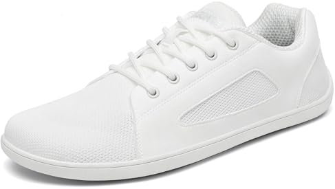 SAGUARO Barfußschuhe Luck Ⅰ- Barfußschuhe Damen Barfussschuhe Herren Minimalistische Barfuss Breiter Zehenbox Walkingschuhe Outdoor Hallen Fitnessschuhe mit Zero-Drop DuckStride Weiß,Gr.41