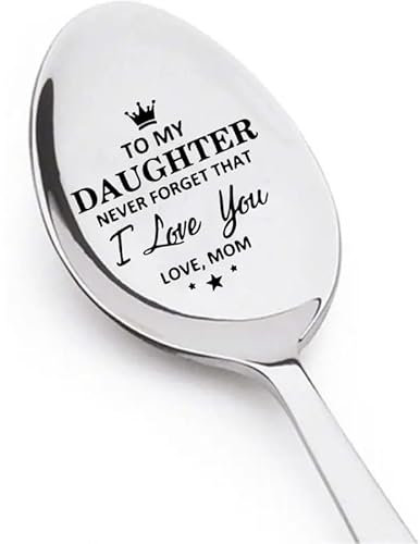 RFTWXHPN Christmas Birthday Gift Spoon for Daughter from Mom to My Daughter Gifts Never Forget that I Love You Spoons for Daughter Engraved Spoon for Daughters Daughter Coffee Tea Gift