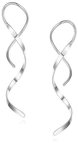 peiyee Spiral Ohrringe Damen, Lange Spiral Ohrringe Silber, Spiraldraht Welle Ohringe für Freundin, Mutter,Schwester,Muttertag,Weihnachten Oder Geburtstagsgeschenk (Silber)