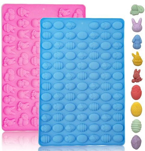 Mlying 2 Stück Ostern-Backmatte, Silikon Antihaftend für Hundekekse, Osterhase + Ostereier - DIY Hundeleckerlies, Schokolade, Kekse, Eiswürfel, Süßigkeiten