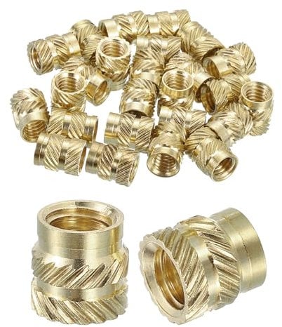 Sourcing Map Knurled Insert Nuts, 25pcs M6 x 8mm L x 8mm OD 3D Printing Brass Female Threaded Inserts Heat Set Embedment Nuts