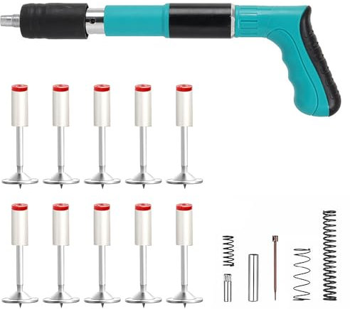 Mini Manual Nail Gun Set with 10Pcs Round Nails,Portable Concrete Nail Gun Wall Nail Shooting Machine for Cement Wall Woodworking Decoration (Green, with 10pcs Nails)