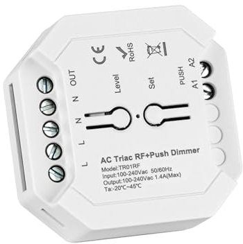 SEZO 100V–240V AC Triac LED Dimmer 2.4G RF Wireless PUSH dimmer ad incasso ad alta potenza per intelligenza domestica lampadine LED dimmerabili compatibili RC01RFB (nessun telecomando)