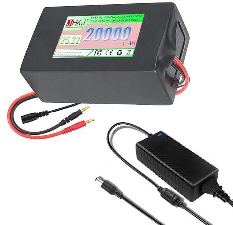 JHKJ 25,2 Volt Lithium-Batterie 24V Lithium-Ionen-Akku 8AH 10AH 12AH 15AH 20AH mit Ladegerät Wasserdichter Lithium-Akku für 1000W 500W 400W 200W Motor Das Kit,Bullet Plug 1,25.2V 20AH