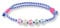happymaker - Segeltauarmband Männer und Frauen, Segeltauband blau weiss mit bunten Buchstaben - Happy - zwei Schiebeknoten in pink neon, größenverstellbar, wasserfest und handmade
