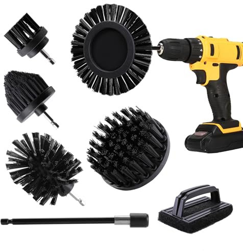 Vizava 6 Piece BBQ Grill Cleaning Brush Ultra Stiff Drill Powered Cleaning Brushes Nylon Safe Bristle BBQ Grill Rust Remover Gift for Dad Grill Cleaner for Outdoor Grill (Black)