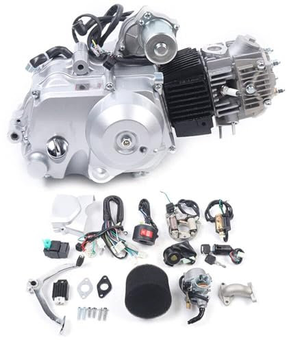 chennnls 125ccm 4-Takt Engine Motor, Elektrischer Start 3+1 Rückwärts, halbautomatischer Einzylinder Motor Luftgekühlt mit Rückwärtsgang für ATV QUAD Go Kart Motocross