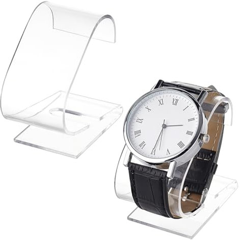 PH PandaHall 2pcs Clear Watch Stand, 2.4 x 2.4 x 1.3 inch Single Watch Holder Display Acrylic Bracelet Display Rack Jewelry Holder Stand Watch Organizer Storage for Women