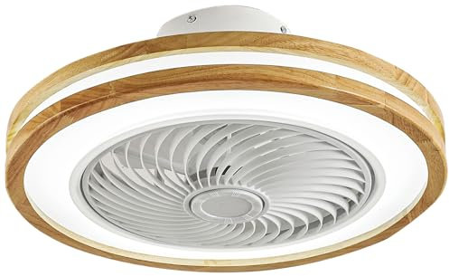 Caunmar Lampadario con Ventilatore Legno Silenzioso Timer 2H Ventilatore da Soffitto con Telecomando Dimmerabile 6 velocità Ventilatore Soffitto Legno Luce Funzione Memoria Motore DC Reversibile