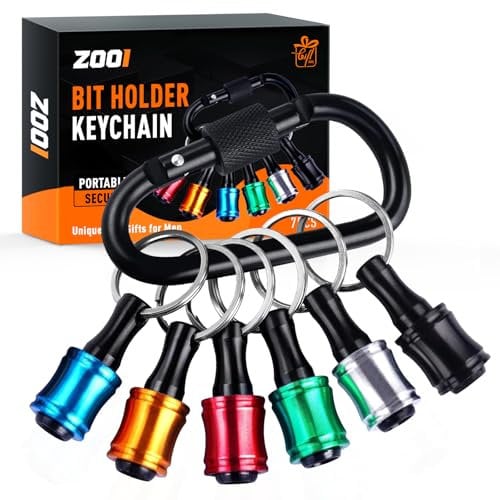 ZOOI Gifts for Men, Hex Shank Drill Bit Holder 6 pcs, Dad Gifts for Him, Gadgets for Men, Hex Shank Bit Holder Keychain, Birthday Gifts for Men, Stocking Fillers Mens Gifts for Him